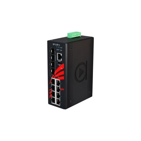 12-port industrial PoE+ janeaged Ethernet switch - Antaira LMP-1204G-SFP - DANBIT