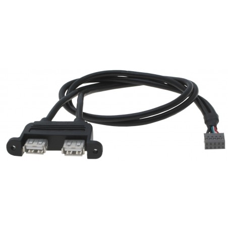 2x USB 2.0 udtag til fx panel, 2x 5-PIN intern kontakt, med 50 cm kabel