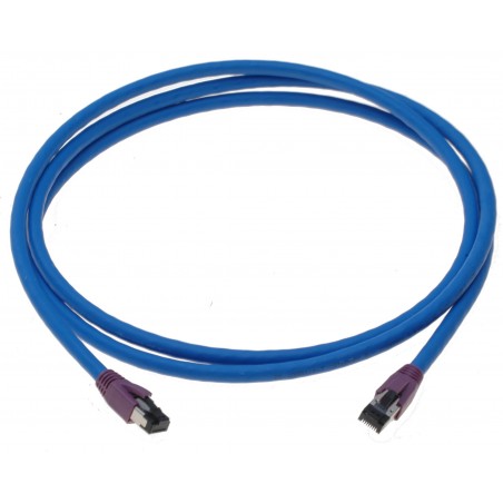 Cat. 8 netværkskabel, RJ45, S/FTP - PiMF, LSZH, 25/40G Base-T, 2000 MHz, blå, 2m
