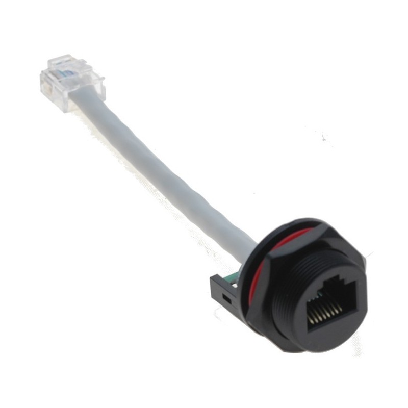 RJ45 waterproof female connector for chassis with cap