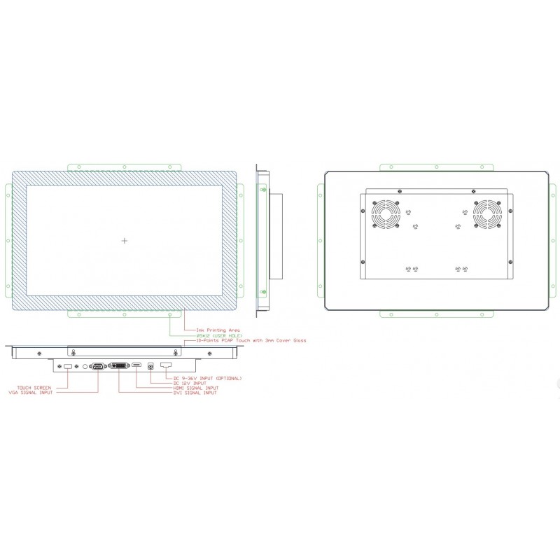 15" Skärm - Vandal-touch, hög ljusa 1000nits