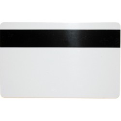 Magnetic card with HiCo magnetic strip. ISO card size, white.