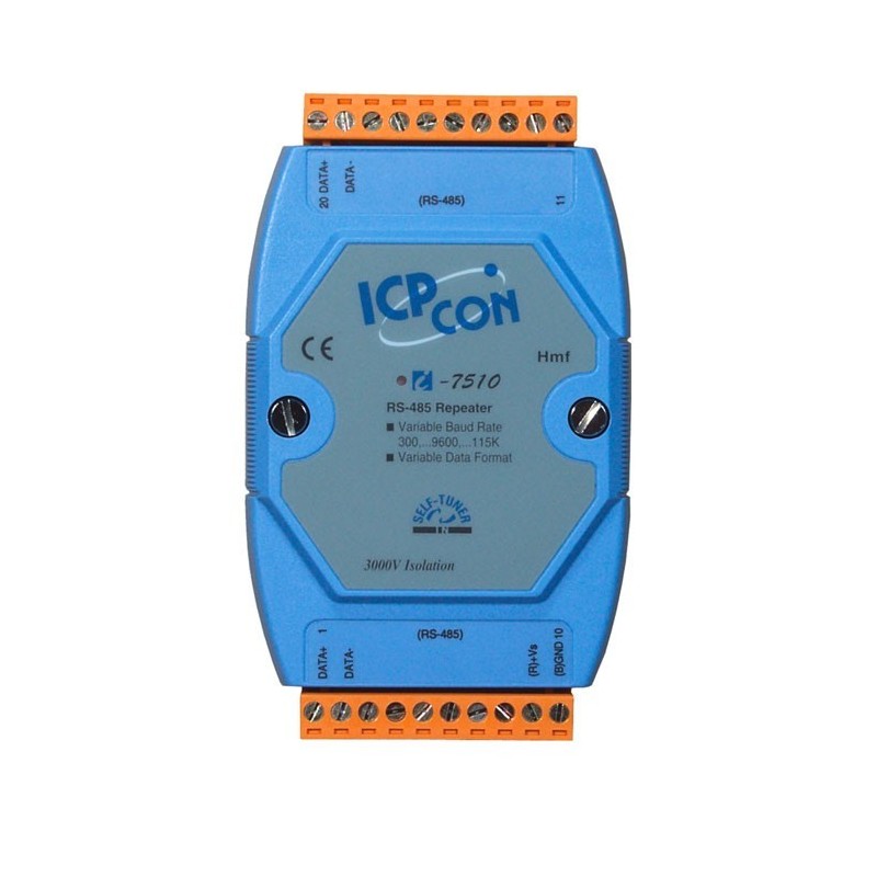 RS485 repeater, 1200m, 115.2kBit/s, 2 vejs 3000 VDC isolation, -25°...