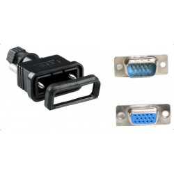 IP67 waterproof VGA, DB15HD, HD-Sub female connector.