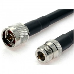 Coax cable N-male to N-female, antenna cable 50 ohm, black, LLC400