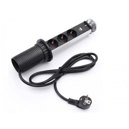 Strömuttag, 3 x AC-uttag och 2 x USB-uttag, 1,8 m kabel, 250 V, 16 A