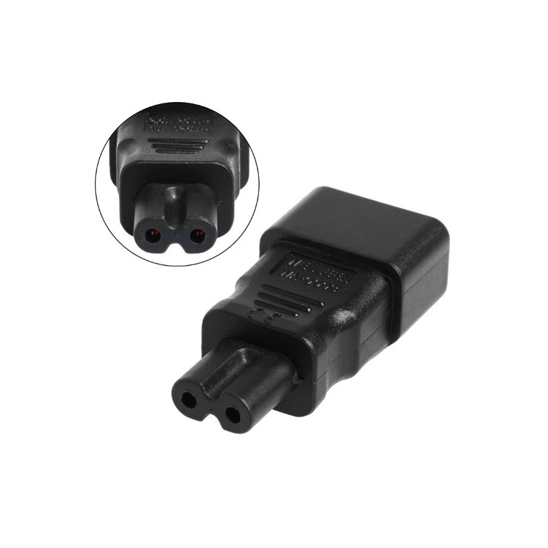 3-Pole IEC320 C14 Male to C7 Female Plug Adapter - Black
