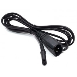 3-pole AC extension cable with C14 male and C7 8 number female connector, 1 meter PDU power cable