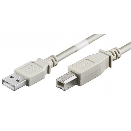 USB 2,0 Hi-Speed ​​kabel, A jane - B jane, AWG28, grå, 1,5 m