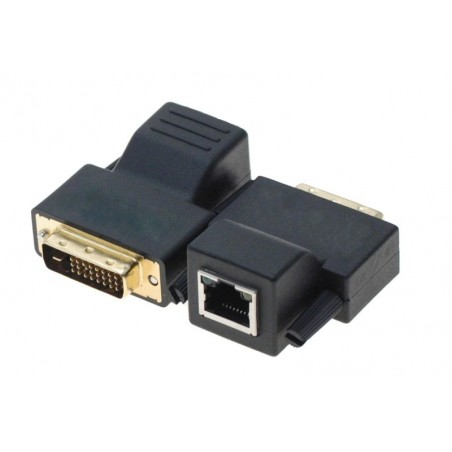 DVI-D Extender satts upp till 50 meter över Cat.6-kabeln. Med EDID-emulering