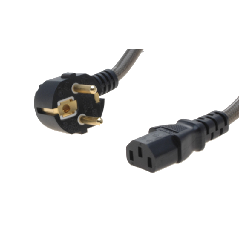 Gold-Plated Schuko Power Cable for IEC C-13 EU Devices