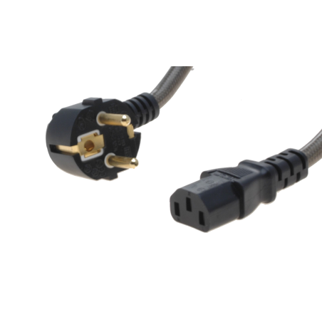 Guldpläterad Schuko-strömkabel för IEC C-13 EU-enheter