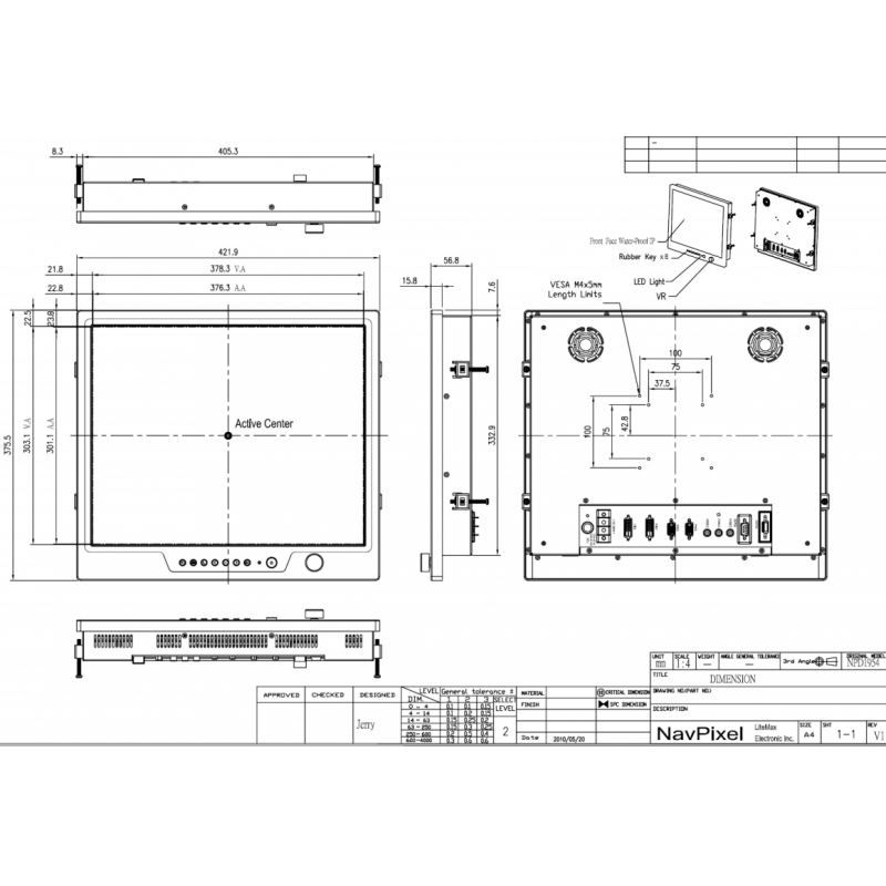 19 "Marine Screen byggd för användning i solljus (1000 nitar) - IP65 - Binär Teknik AB