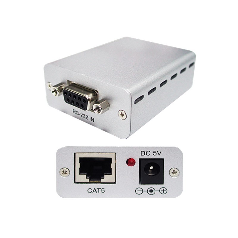 RS232-förlängare över PDS Cat 5/6 RJ45-kabel. RS232 förlängare