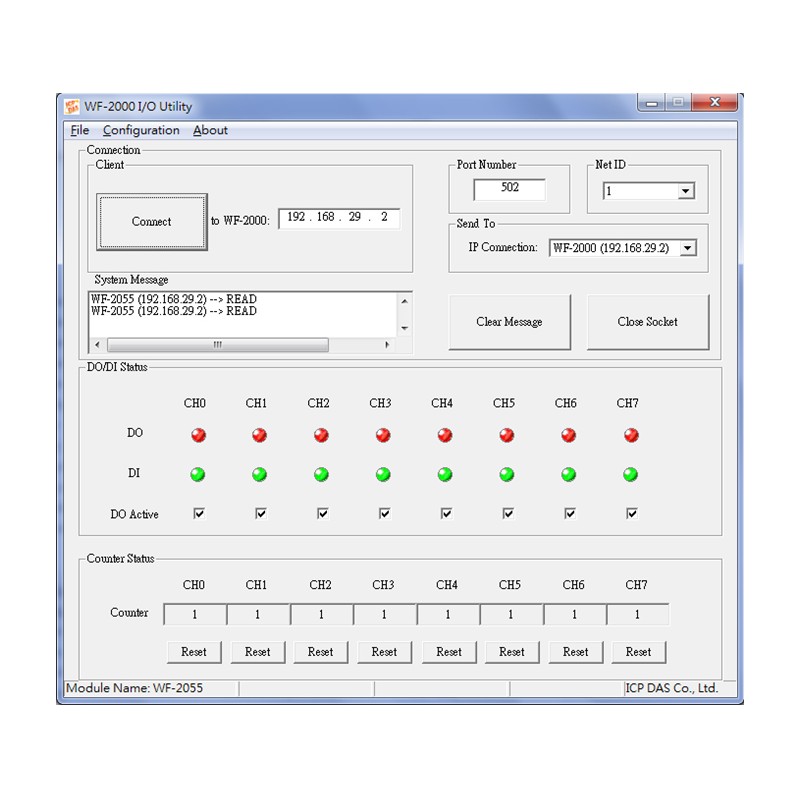 Trådlös modul med 8 x digital Ingångar Blöt, 0 - + 50VDC 500Hz, 8 x digital utgång (OC) + 40VDC 650mA, Modbus