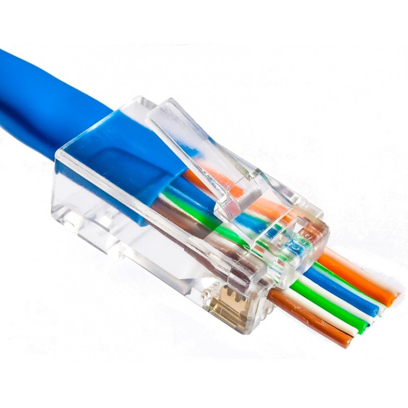 RJ45-kontakt för UTP Cat.5/6 med genomgående hål | Guldpläterad