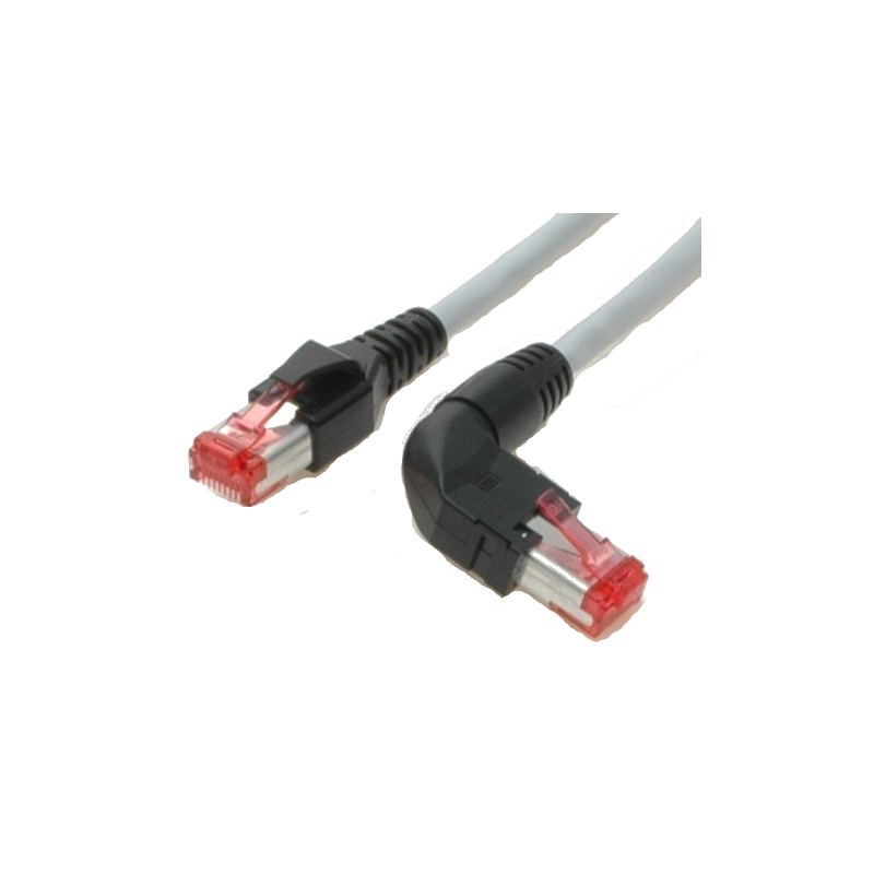 90 ° vinklad RJ45 katt. 6 nätverkskabel - STP - Grå - 10m - Binär Teknik AB