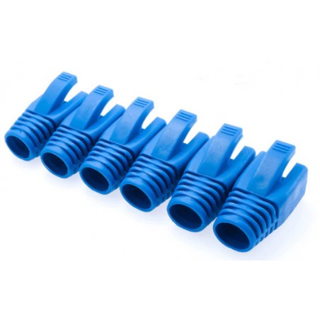 Blå skyddshölje för RJ45-kontakt Cat 7 och 6a, 8,5 mm - Dansk Binär Teknik