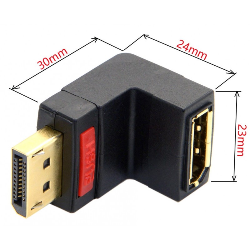 DisplayPort he / she adapter, 90 ° angled