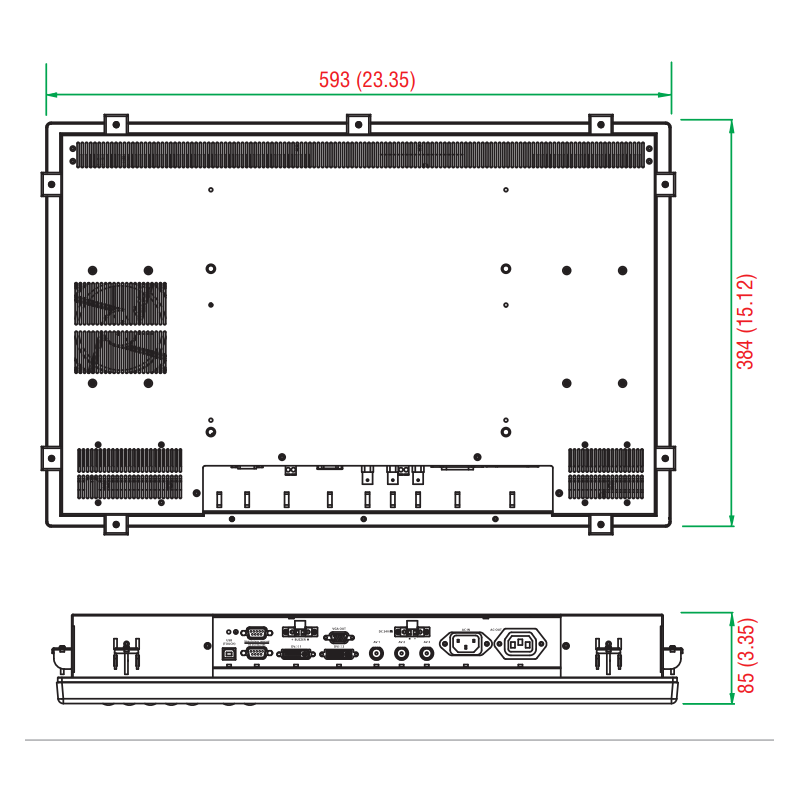 24 "MOXA MD124Z pekskärm, 1920x1080, VGA, BNC, DVI-D, damm och vattentät IP66 - Binär Teknik ABA / S