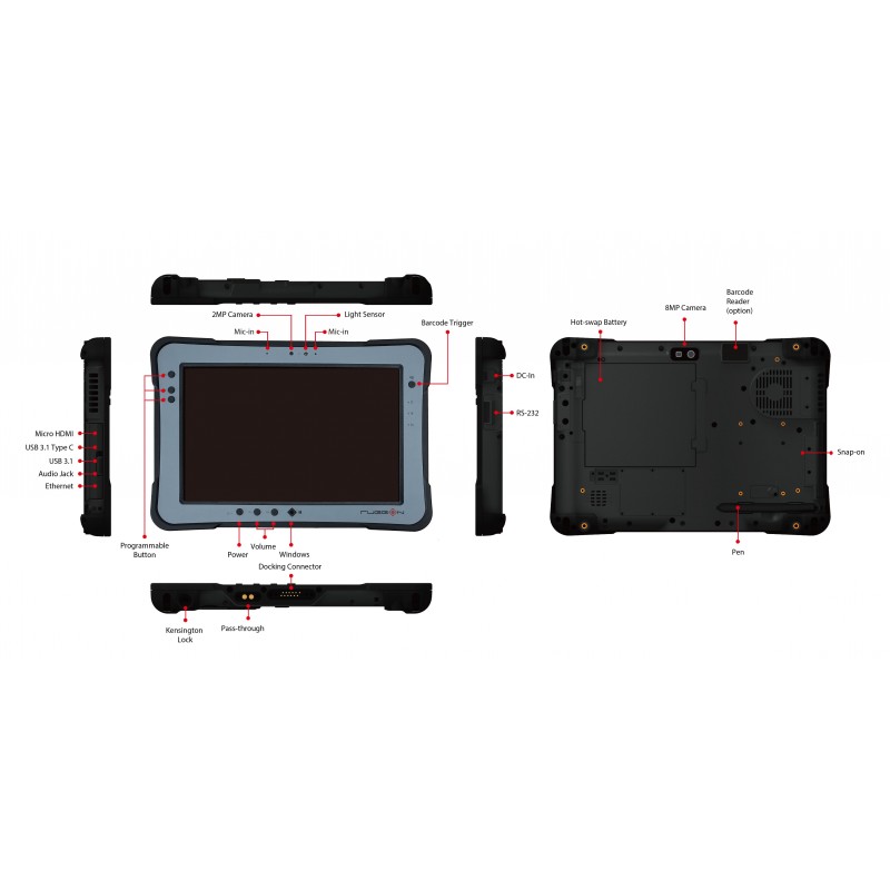 10,1" Industrial Tablet PC, PX-501, WINDOWS LTE, 5G Robust, Höga nits
