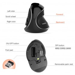 Ergonomic Wireless USB Mouse - Avoid pain in the shoulder and back