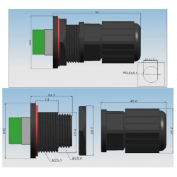 Outdoor M25 RJ45 - PCB IP67 kontakt - vattentät RJ45 adapter för panelmontering