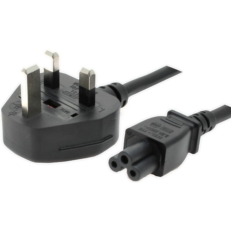 English (UK) Power Cord  BS 1363 to IEC C5 Mickey MOuse - IEC60320 C5