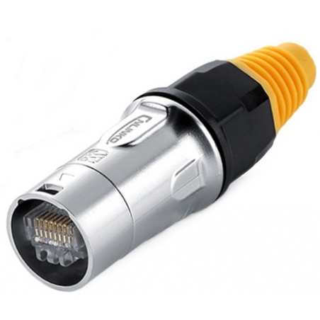 Vatten- och dammtätt IP65 RJ45 metallhölje och för push/pull-lås, högfrekvent skärm