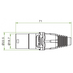 Water and dustproof IP65 RJ45 metal housing and for push/pull lock, high frequency screen