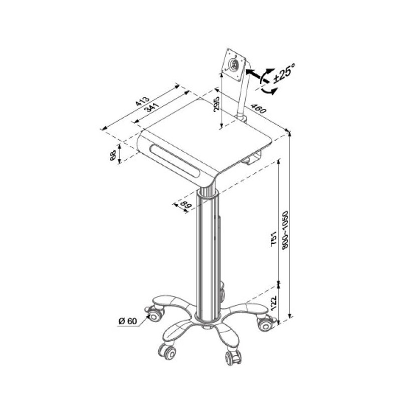 HC-351 Hospital monitor cart