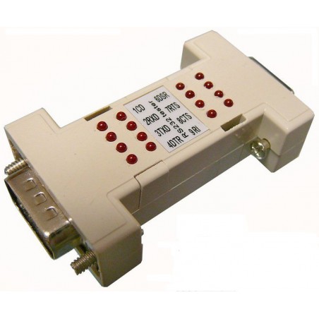 RS232-testare med lysdioder - DB9 hane/hona