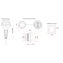 Vattentät USB3.0 chassi honkontakt, IP67 med lock, 1 meter kabel. Plast.