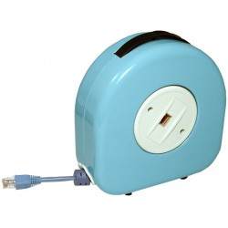 RJ45 network cable 7 meters with roll-out coil in steel cabinet.