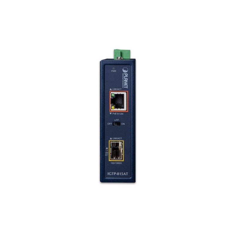 Mediakonverterare 100/1000Mbit fiber SFP till RJ45 10/100/1000Mbit. PoE+ ut