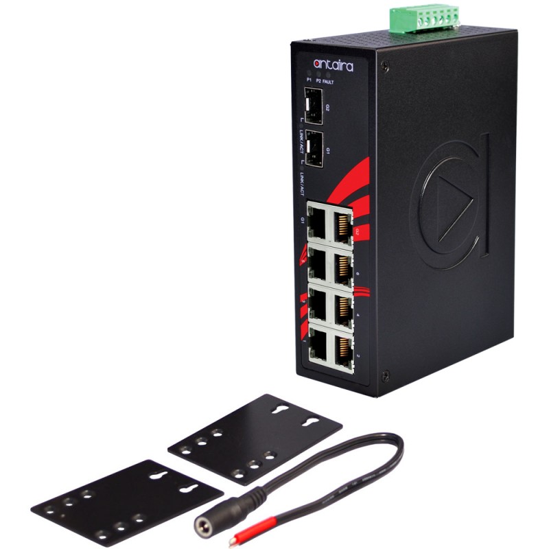 8-Ports industriel unmanaged switch med 2 FTP porte, -40 - 75C