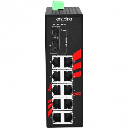 10-port Industrial Unjanenaged Switch, 2 FTP-portar