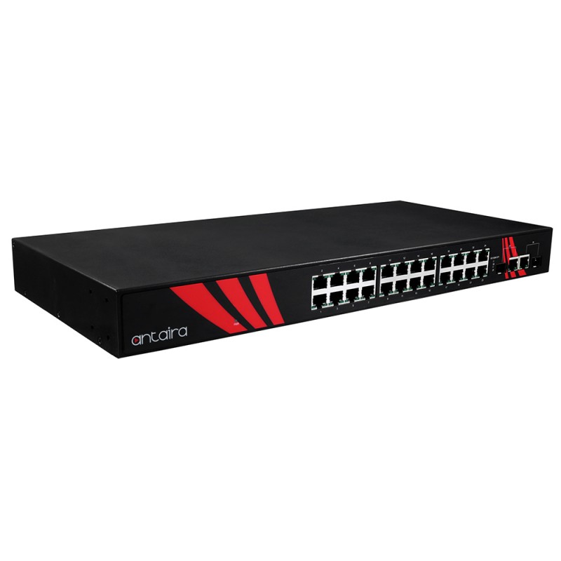 26-port industriell gigabit ojaneaged switch. 1U 19 "rackmontering