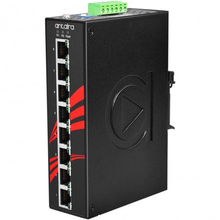 8-Ports Industriel PoE + obejanenad switch, 12-36VDC