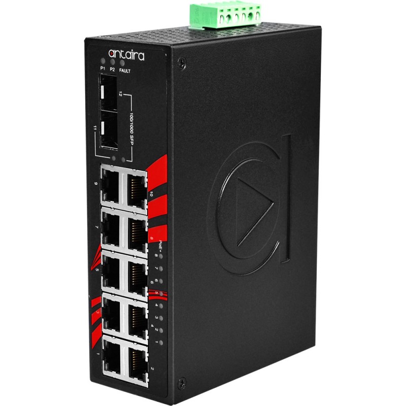 12Port Industrial PoE + Gigabit utan styrd strömbrytare
