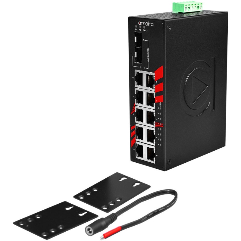 12Port Industrial PoE + Gigabit utan styrd strömbrytare