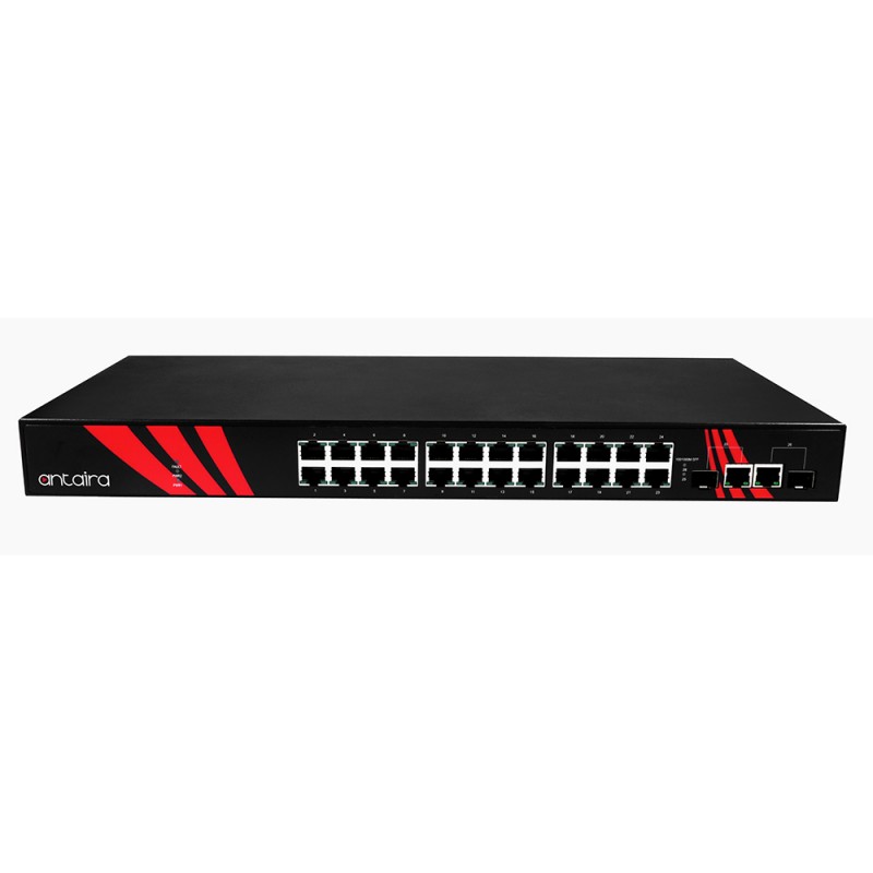 26-portars PoE+ Gigabit Unmanaged Switch: Industrial 1U 19 Rackmount