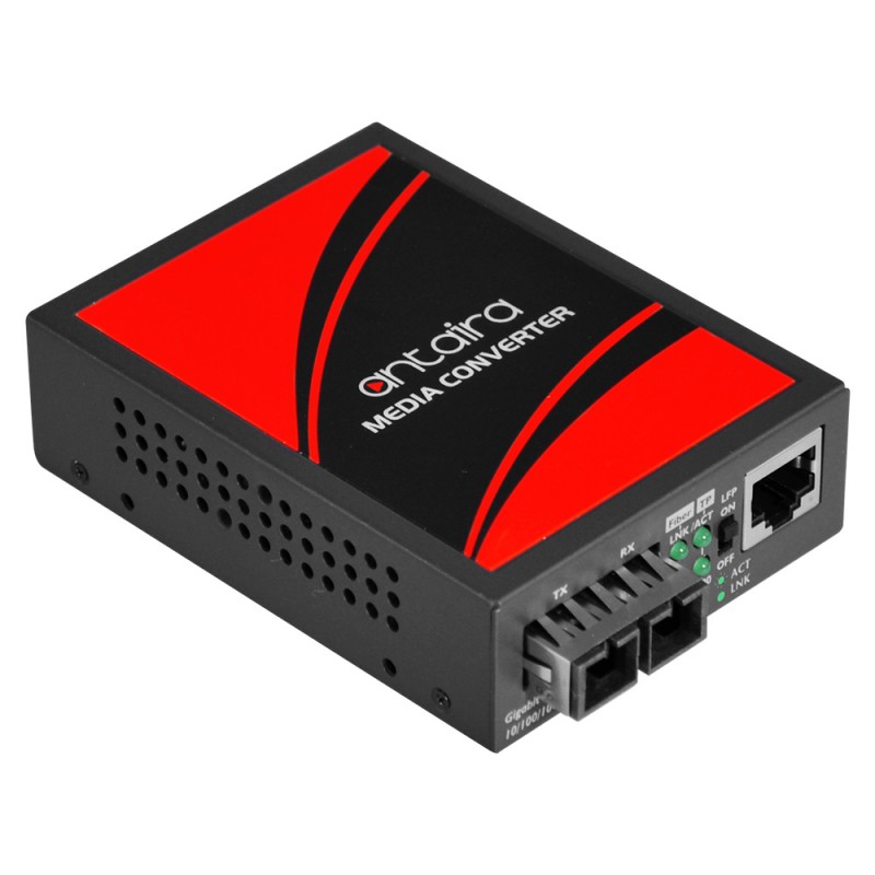 Media omvandlare RJ45 till fiber. RJ45 10/100 / 1000Mbit. Fiber 1000Mbit, SC, Multi Mode