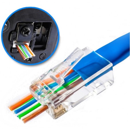 RJ45-kontakt för UTP Cat.5/6 med genomgående hål | Guldpläterad