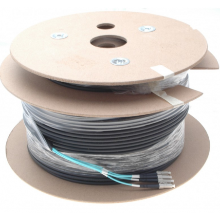 Armerad fiberkabel, multimod, LC-LC, 30m, 50 / 125my, 4 kärna, OM3, Svart, LSZH,