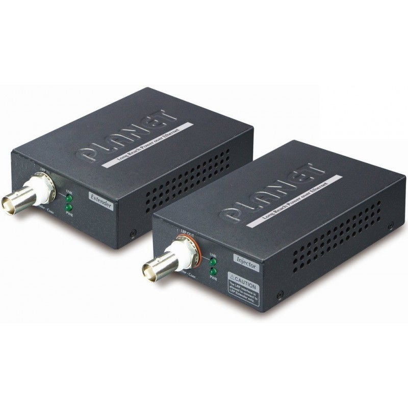 Ethernet over Coax cable, 1 km with PoE. Data and PoE via coax cable (25W)