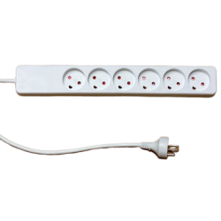 Socket with 6 outlets and earth, 7m cable