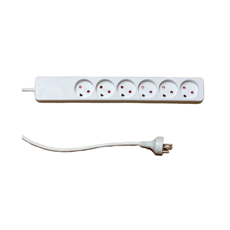 Uttag med 6 uttag och jord, 7m kabel