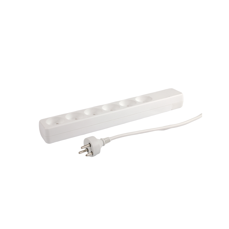 Socket with 6 outlets and earth, 7m cable