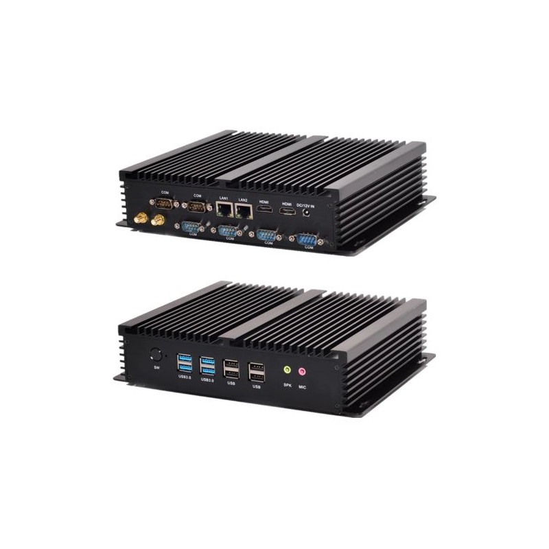 Fläktlös Embedded industriell PC i5 med 4 x RS232 COM-portar 2xRJ45 USB 3.0 och USB 2.0 Fanless